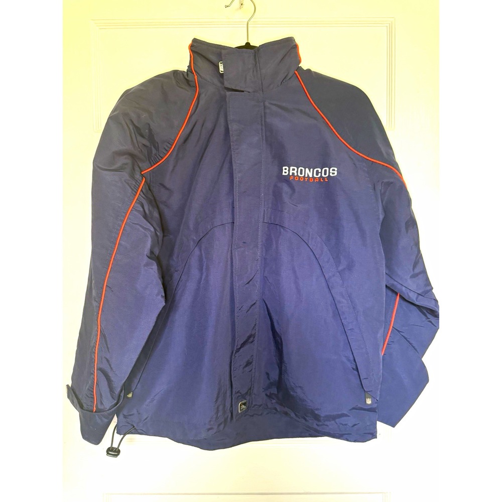 Reebok Denver Broncos NFL Football Jacket Navy/Orange Youth L (14-16)